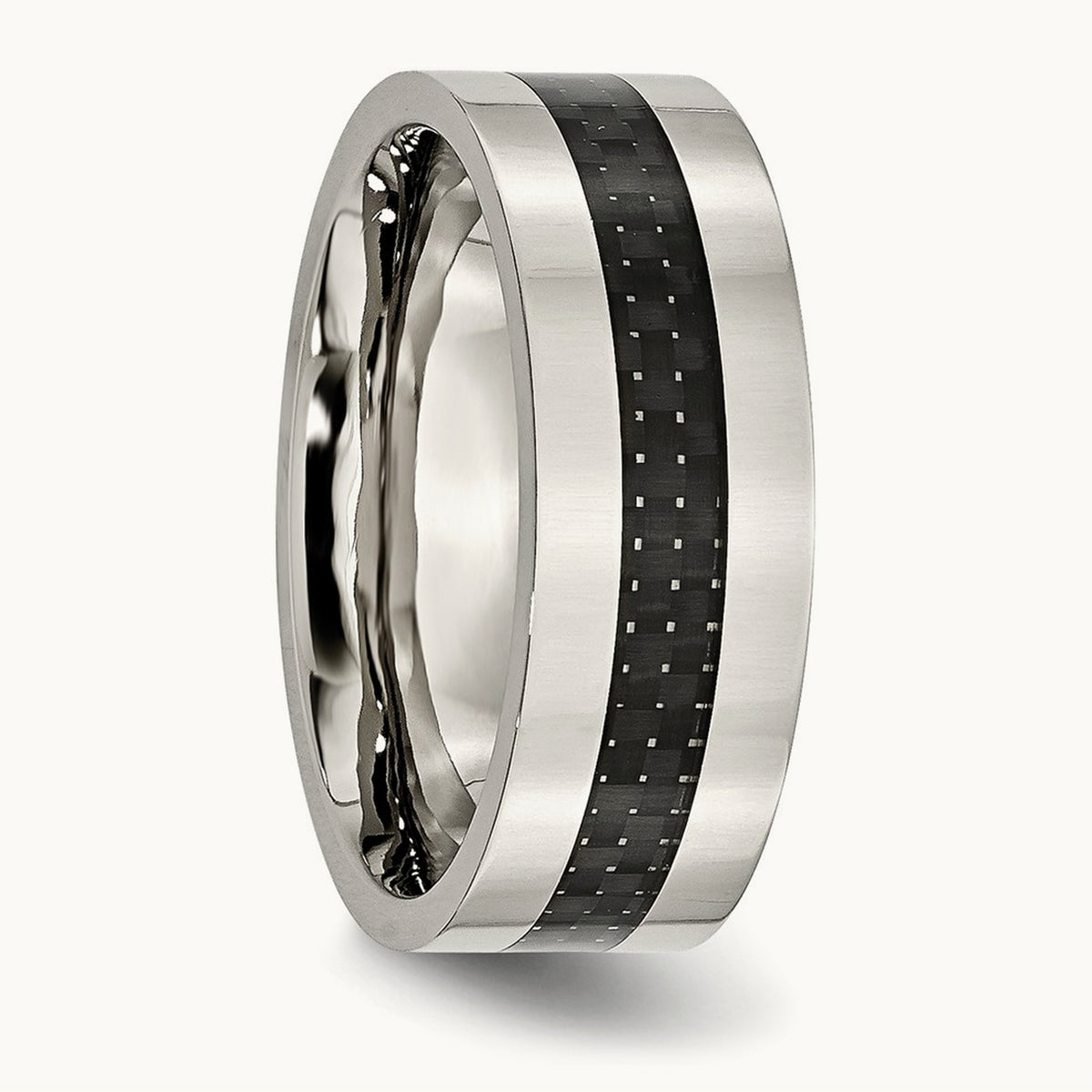 Polished with Black Carbon Fiber Inlay Flat Band — photo set (2)