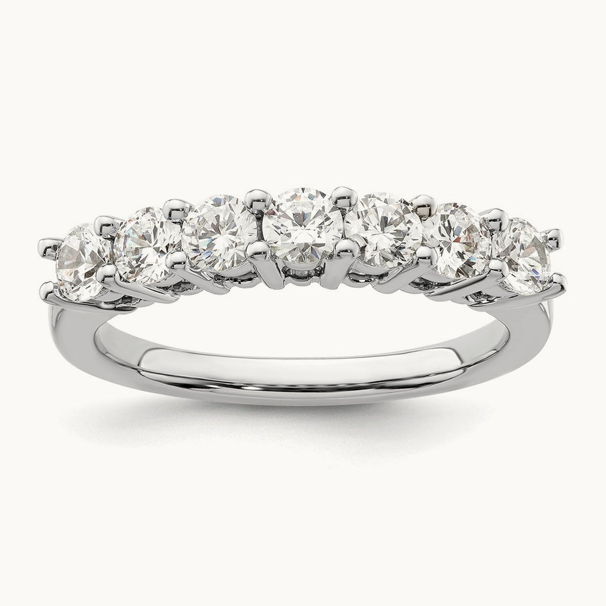 7-Stone Diamond Band, 14K White Gold