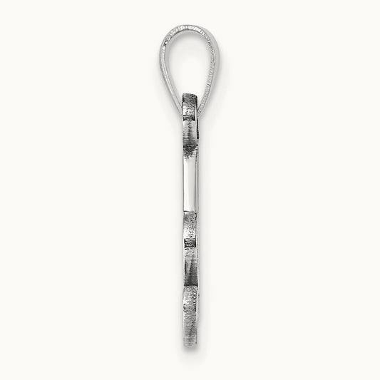 White Gold Script Letter A Initial Pendant, 14K White Gold
