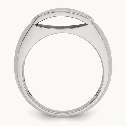 IBGoodman Men's Polished Diamond Rectangle Ring, 14K White Gold