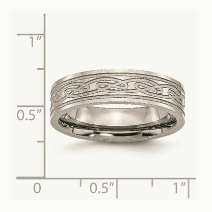 Brushed Celtic Laser Etched Flat Band — photo set