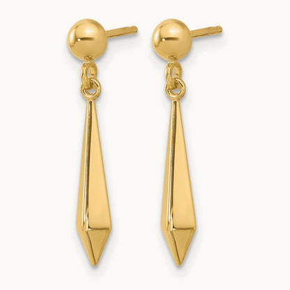 Polished Post Dangle Earrings — 14K Yellow Gold