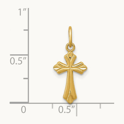 Polished D/C Small Cross Charm, 14K
