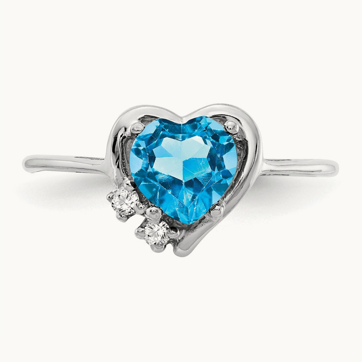 Blue Topaz Diamond ring, 14K White Gold