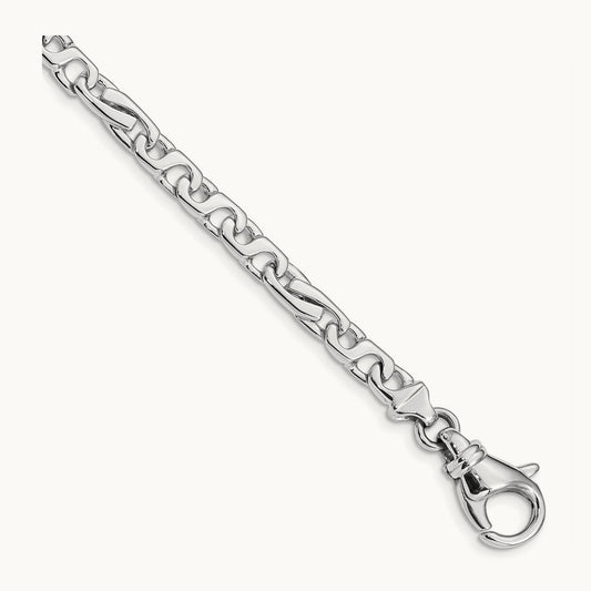 Hand Polished Fancy Link Bracelet, 5.8mm, 14K White Gold