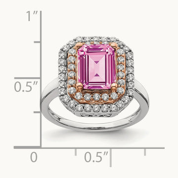 Created Sapphire Ring, 0.50 ct tw Lab-Grown Diamond