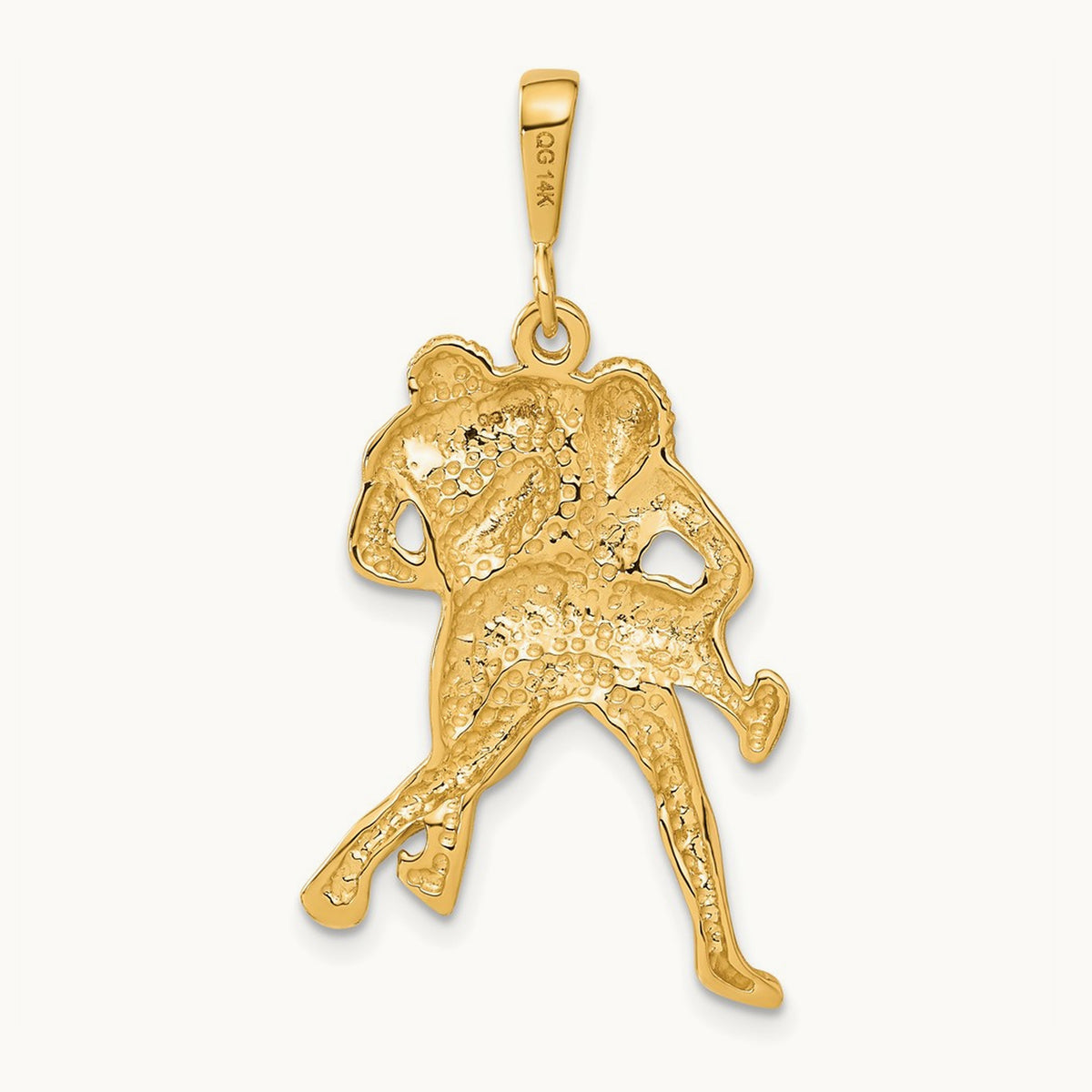 Satin and Diamond-cut Wrestlers Charm, 14K