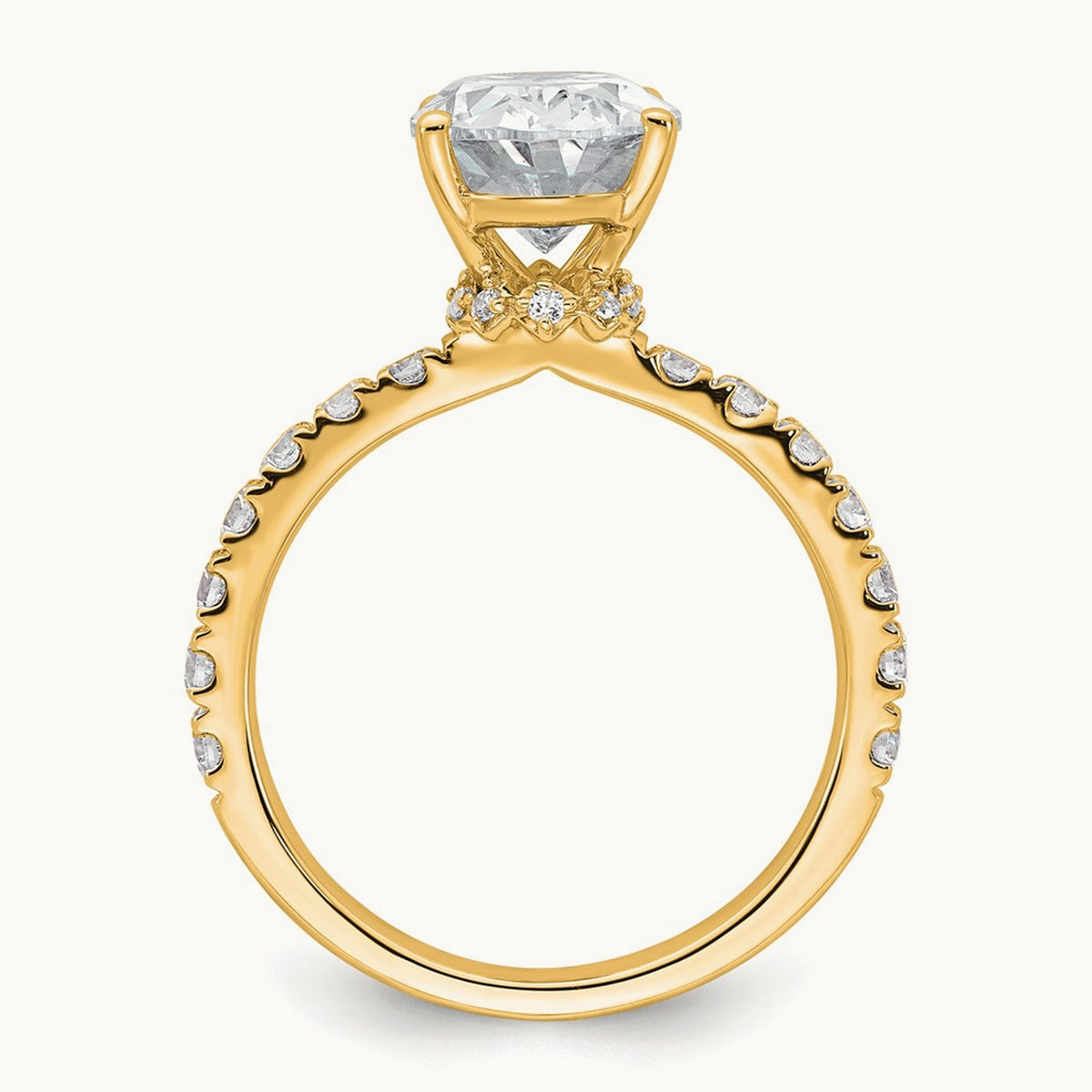 Oval Semi-Mount Solitaire Engagement Ring, 0.25-0.50 ct tw Lab-Grown Diamond — 5/8 ct, VS/SI (Great), 14K Yellow Gold