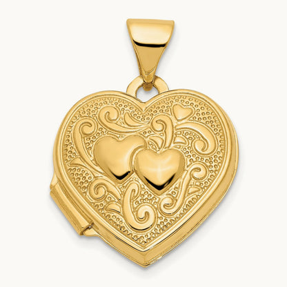 Double Heart Locket — 14K Yellow Gold, 21mm