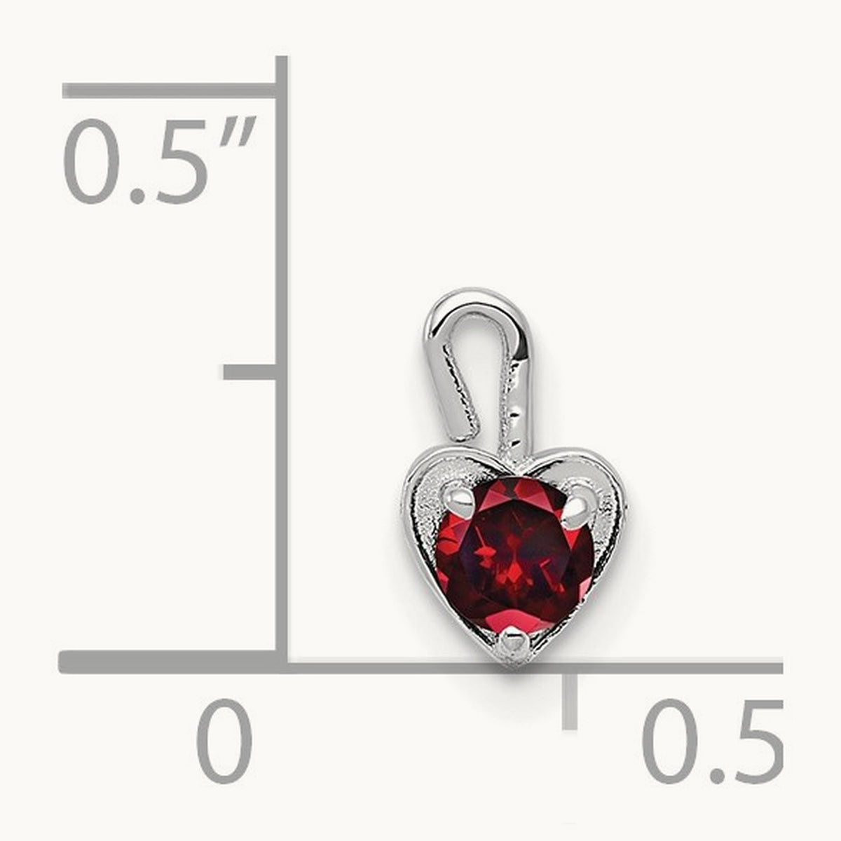 January Synthetic Birthstone Heart Charm — 14K White Gold