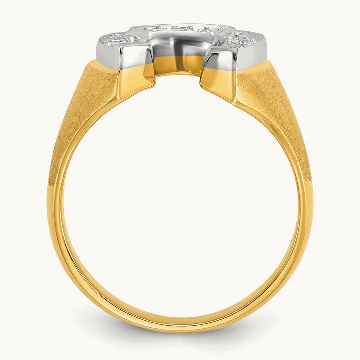 IBGoodman Men's Satin Horseshoe Diamond Complete Ring, 14K Two-tone