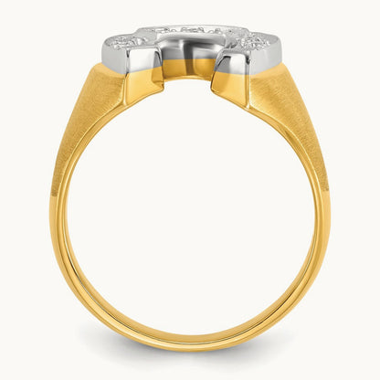 IBGoodman Men's Satin Horseshoe Diamond Complete Ring, 14K Two-tone