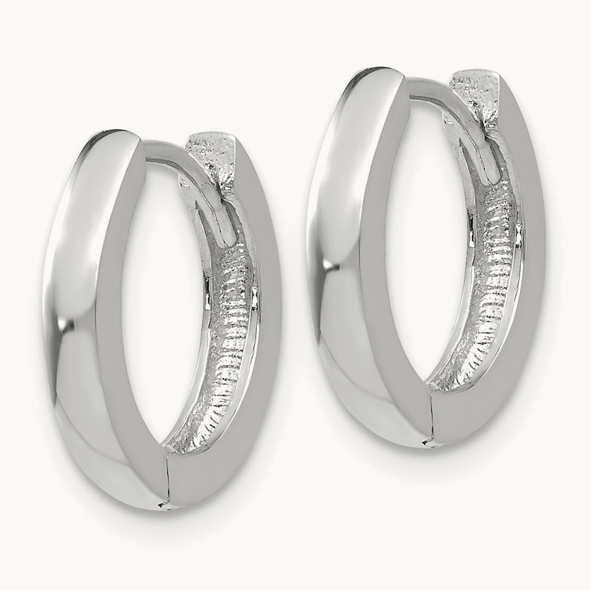 Round Hinged Hoop Earrings, 14K White Gold