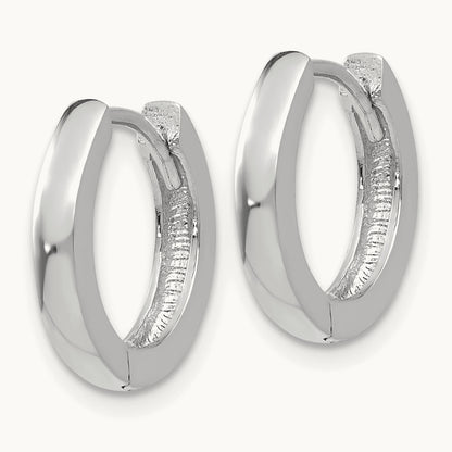 Round Hinged Hoop Earrings, 14K White Gold