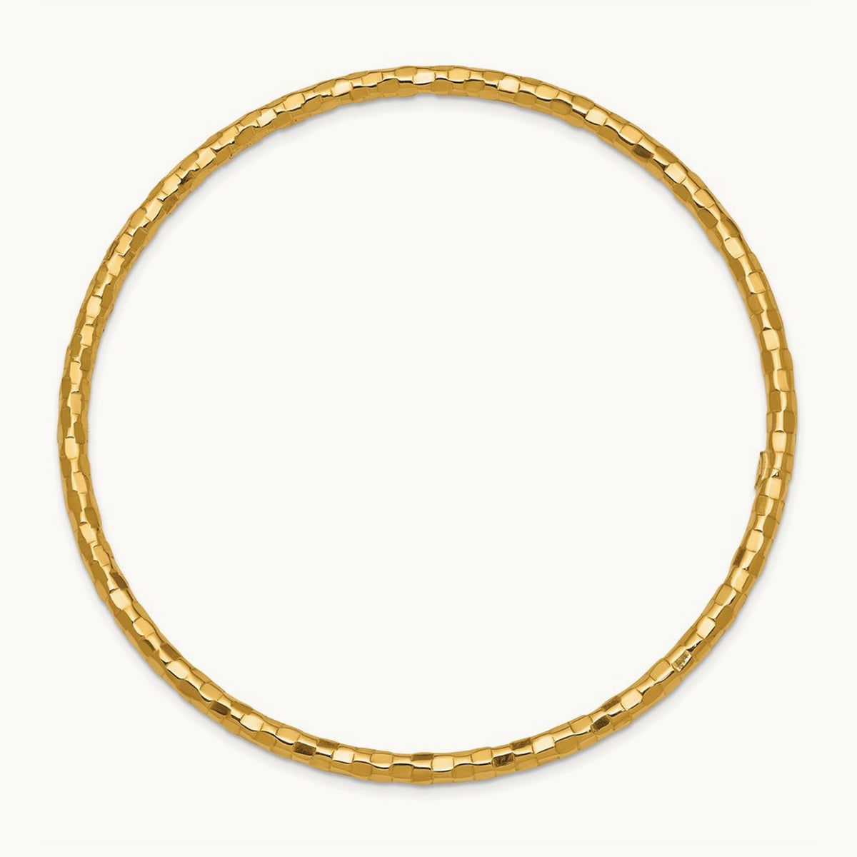 Polished Textured Slip-on Bangle Bracelet — 14K Yellow Gold