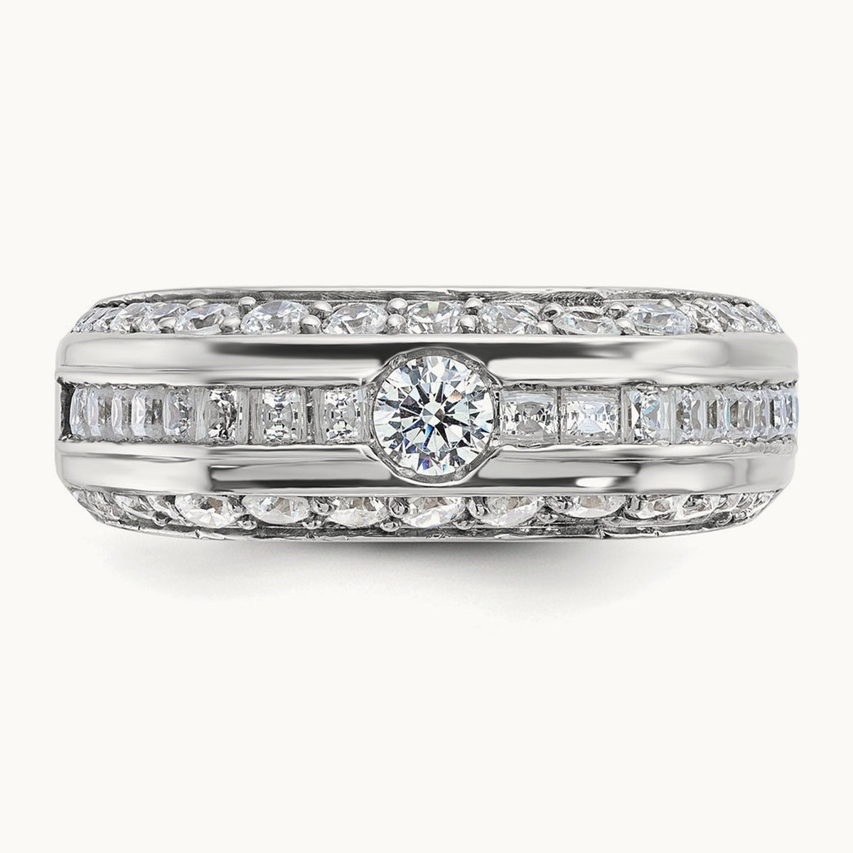 IBGoodman Men's Polished Diamond Ring, 14K White Gold