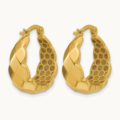 Polished Faceted Hoop Earrings, 14K — Leslie's