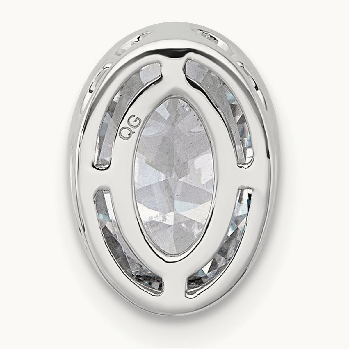 Oval Bezel Set Chain Slide Pendant, 0.25-3.00 ct tw Lab-Grown Diamond — 2 ct, 14K White Gold