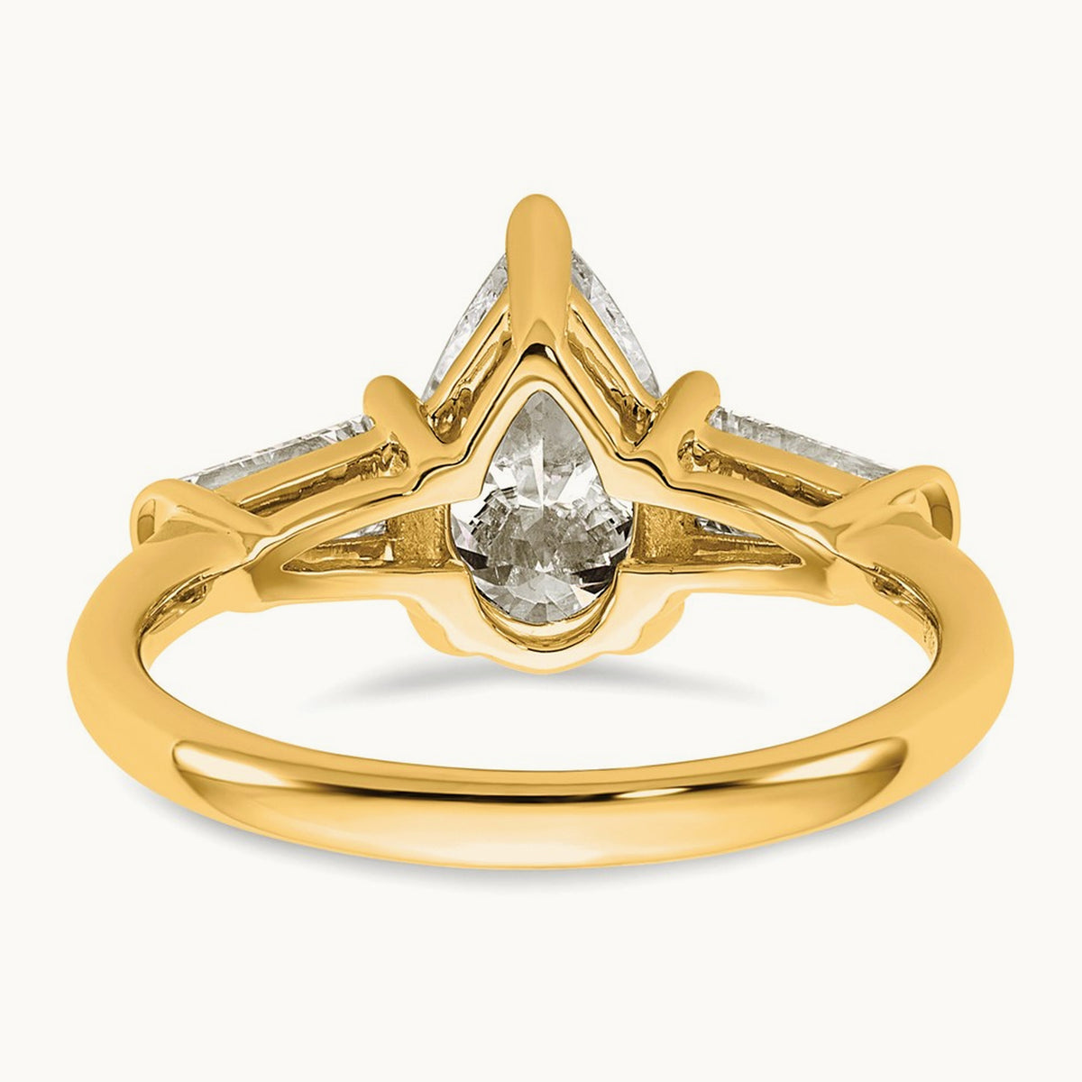 Pear/Baguette Engagement Ring — 14K Yellow Gold, 2 ct, 7
