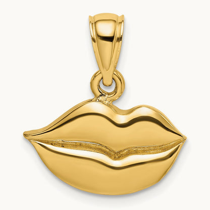 2-D Polished Lips Charm, 14K