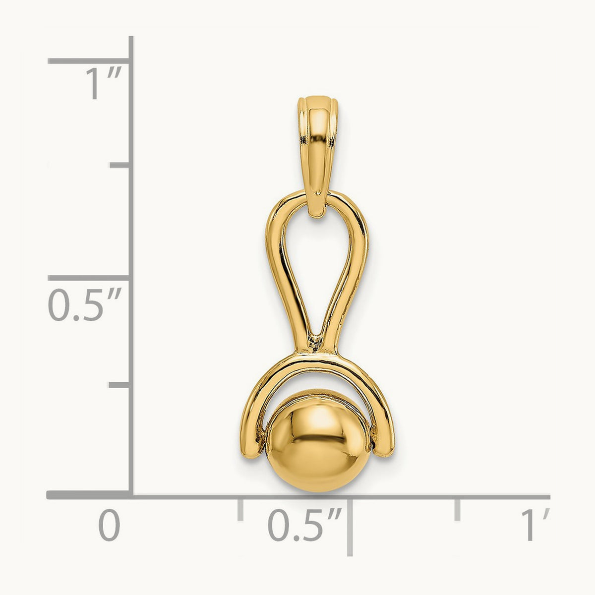 3-D Baby Rattle with Moveable Ball Charm, 14K