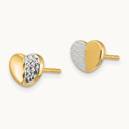 & Diamond-Cut Heart Post Earrings — photo set