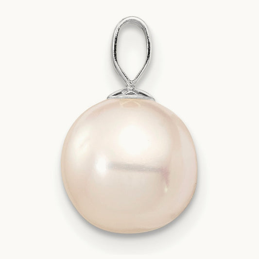 WG 8- Round White Freshwater Cultured Pearl Pendant, 14K