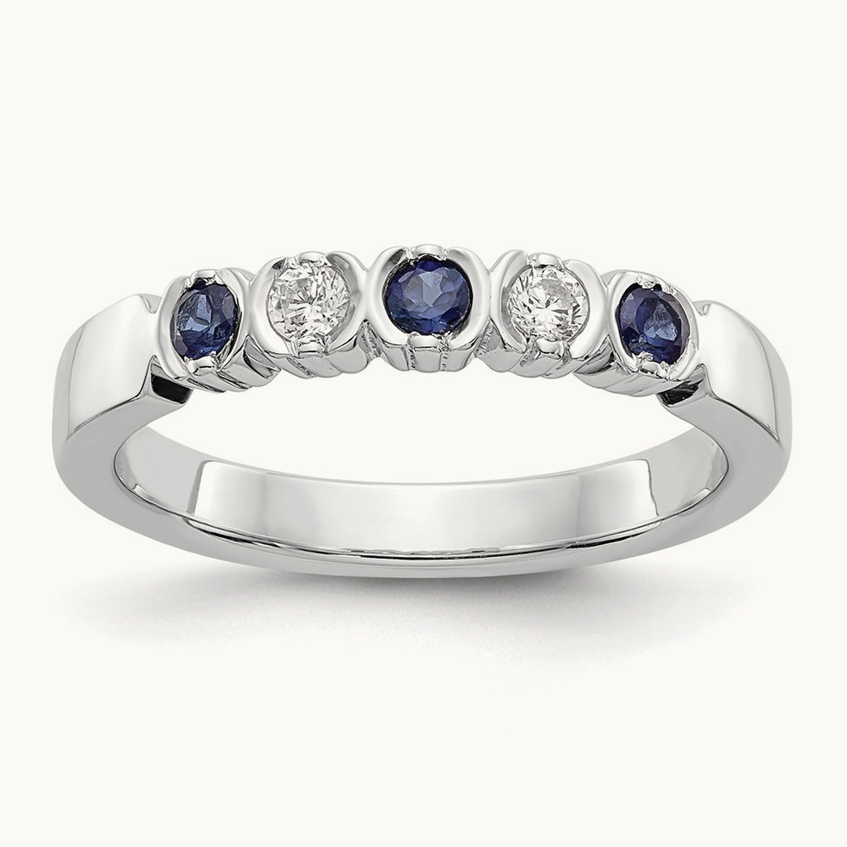 Diamond with Sapphire Band — 14K White Gold, 7