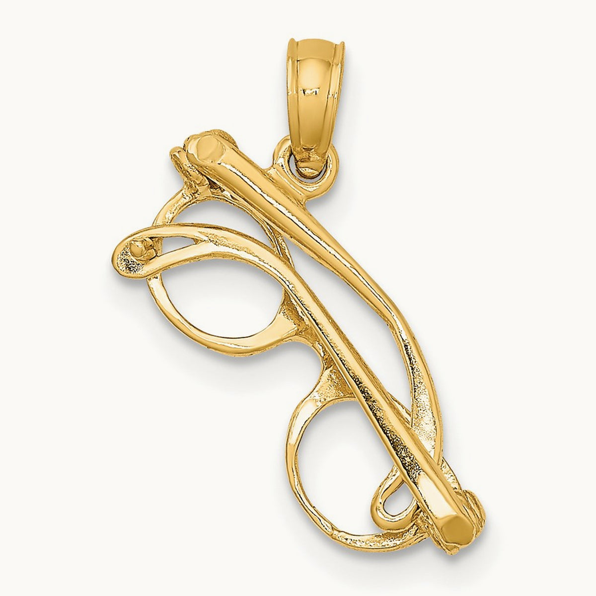 3-D Moveable Glasses Charm — 14K Yellow Gold