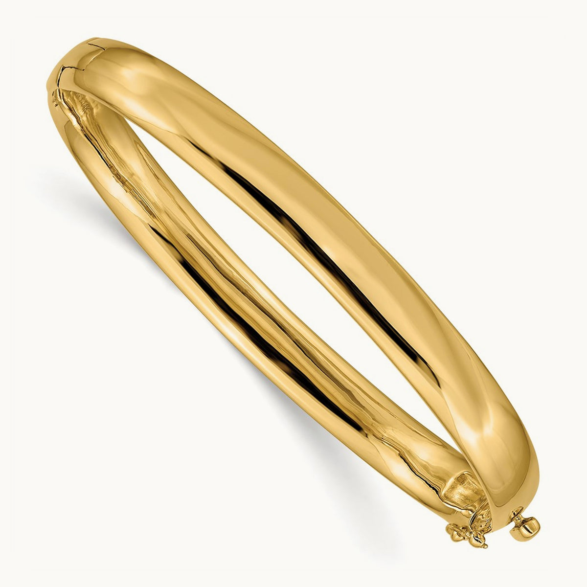 Polished Solid Hinged Bangle — 6.4mm