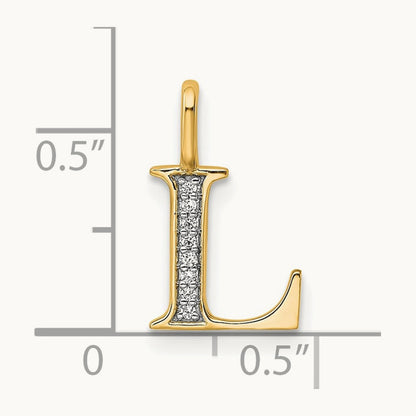 Diamond Letter L Initial Pendant, 14K