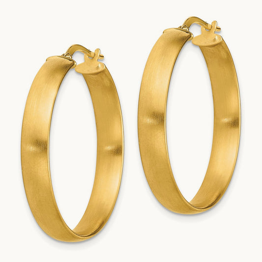 Large Satin Hoop Earrings, 5mm, 14K