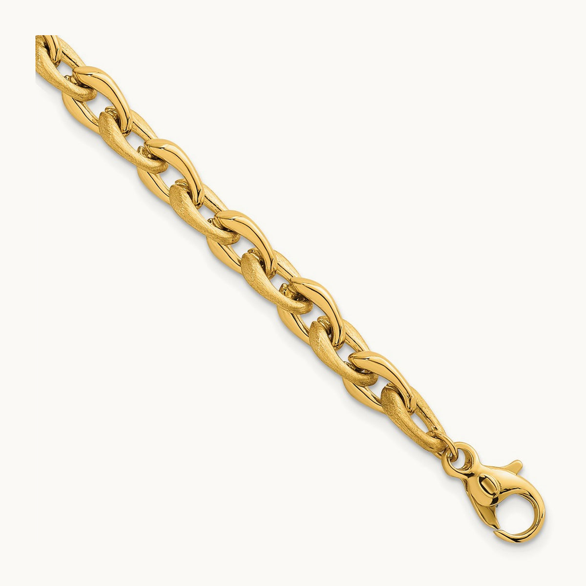 Polished And Brushed Chain Bracelet, 6.75mm, 14K