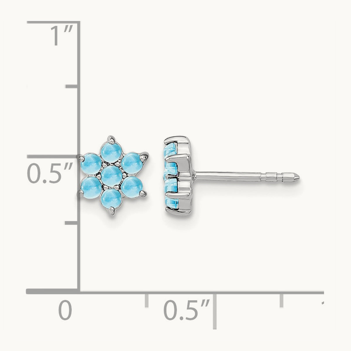 Blue Topaz Floral Post Earrings, 14K White Gold