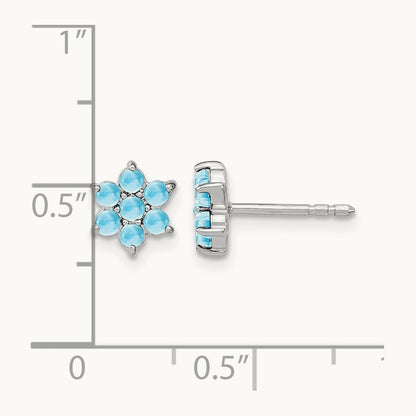 Blue Topaz Floral Post Earrings, 14K White Gold