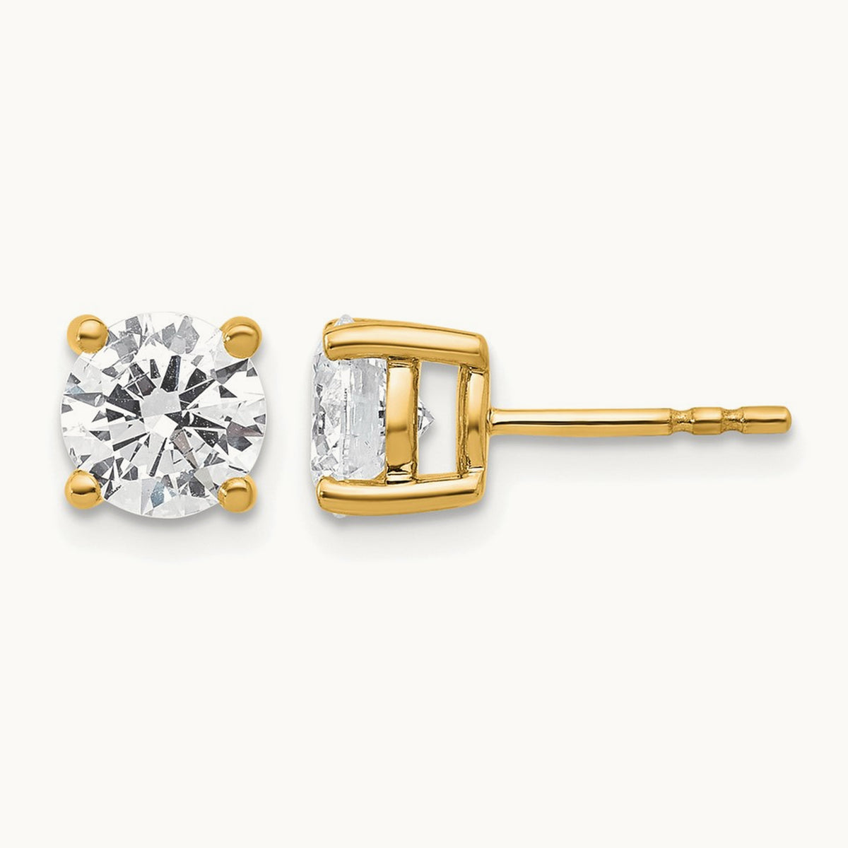 Round Heavyweight Stud Earrings, 0.10-7.00 ct tw Lab-Grown Diamond — 2 ct, 18K Yellow Gold