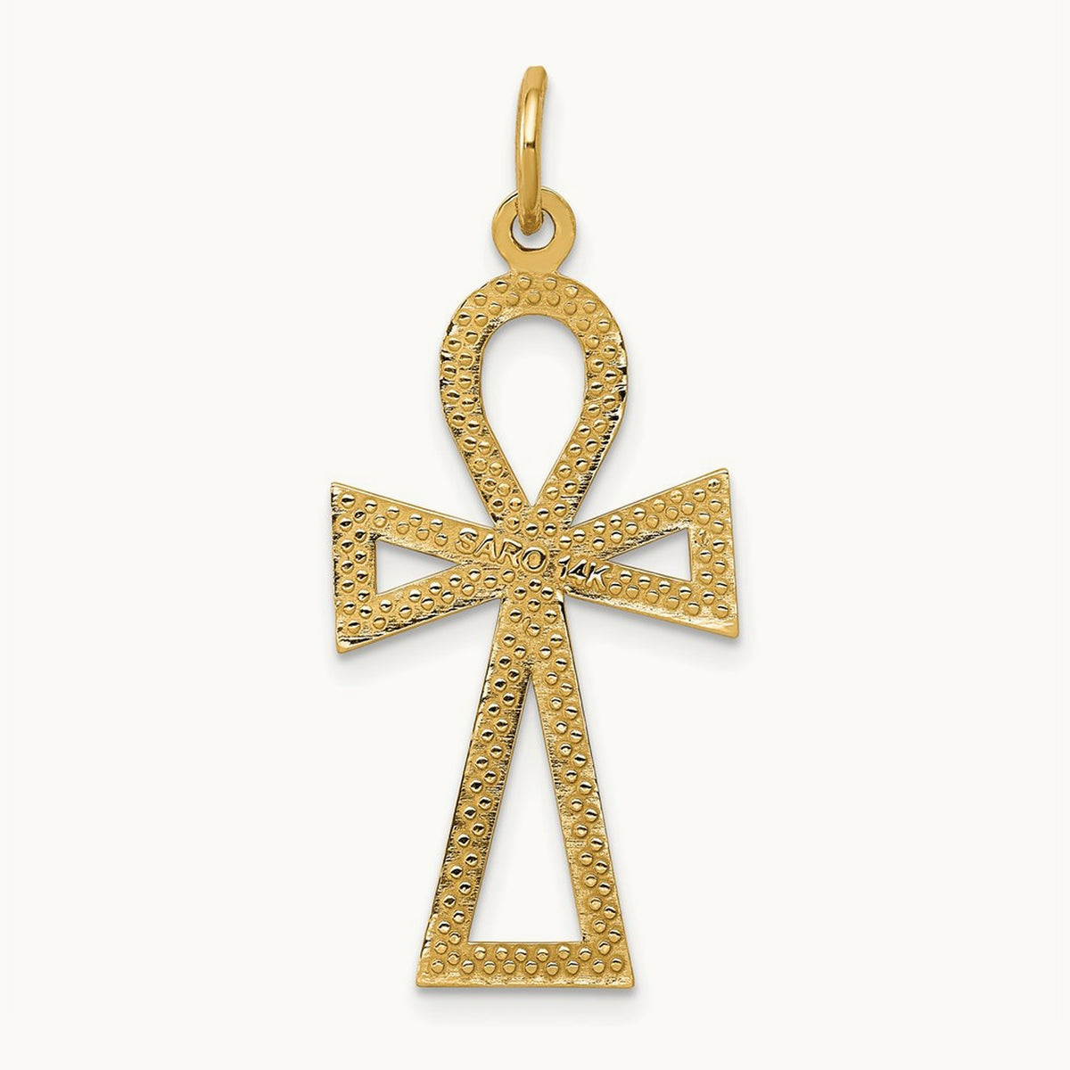 Ankh Cross Charm — 14K Yellow Gold, 37mm