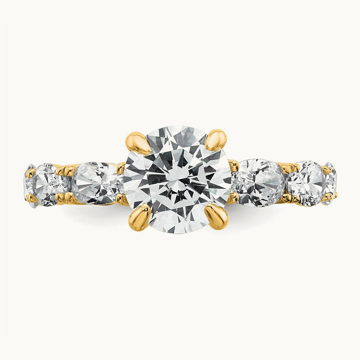 3 3/4 Round Engagement Ring, 3.75 ct tw Lab-Grown Diamond — 14K Yellow Gold