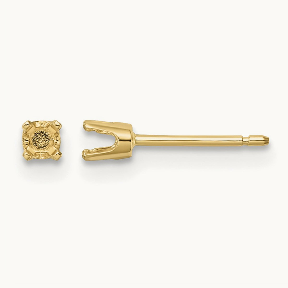 Round Stud Earring Mounting w/backs, 6.5mm, 14K