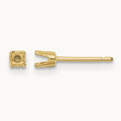Round Stud Earring Mounting w/backs, 6.5mm, 14K