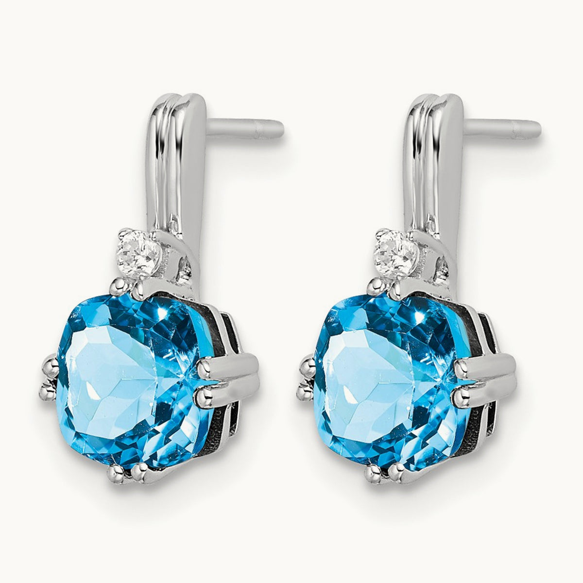 Cushion Blue Topaz and Diamond Earrings — photo set