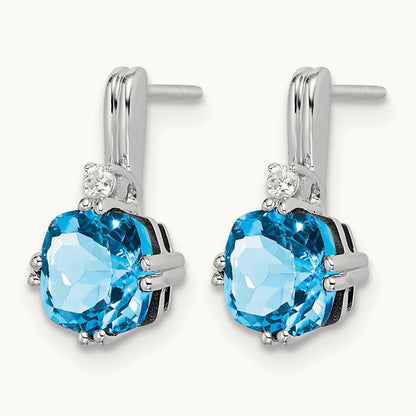 Cushion Blue Topaz and Diamond Earrings — photo set