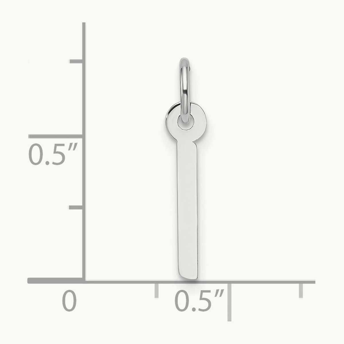 Slanted Block Initial Charm — 14K White Gold, I
