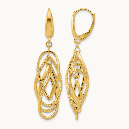 Polished and Textured Ovals Dangle Earrings, 14K — Leslie's