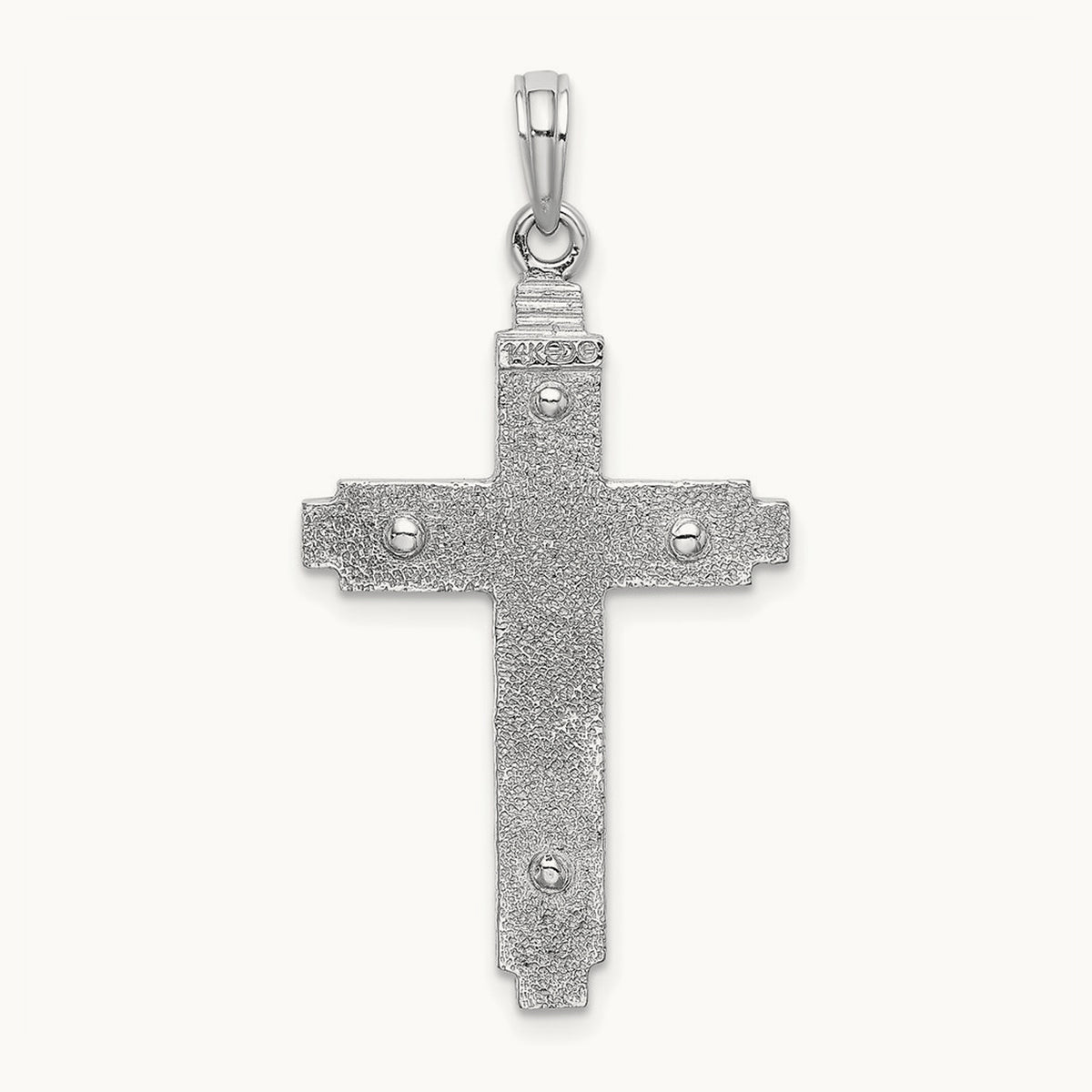 Polished Cross Pendant — 14K White Gold