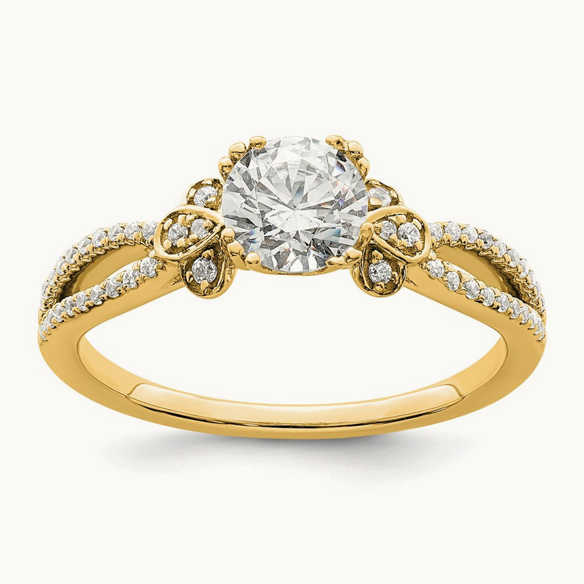 Gold Round Split Shank Semi-Mount Engagement Ring, 0.75 ct tw