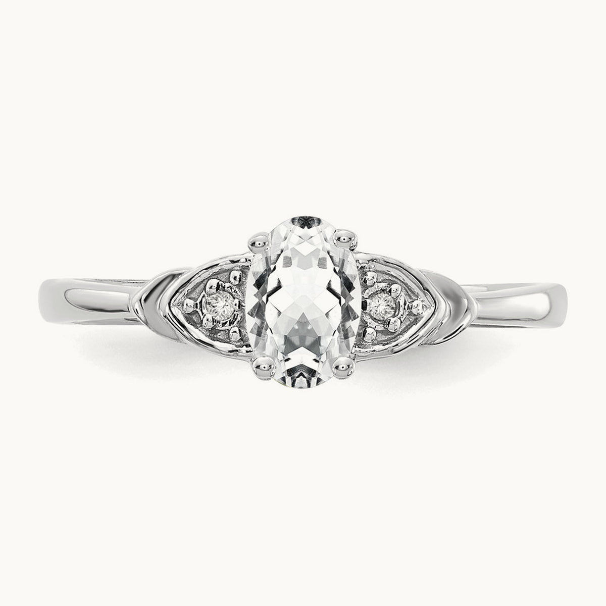 Topaz and Diamond Ring — 14K White Gold, 7
