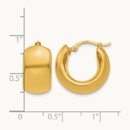 Wide Puffed Hoop Earrings, 14K