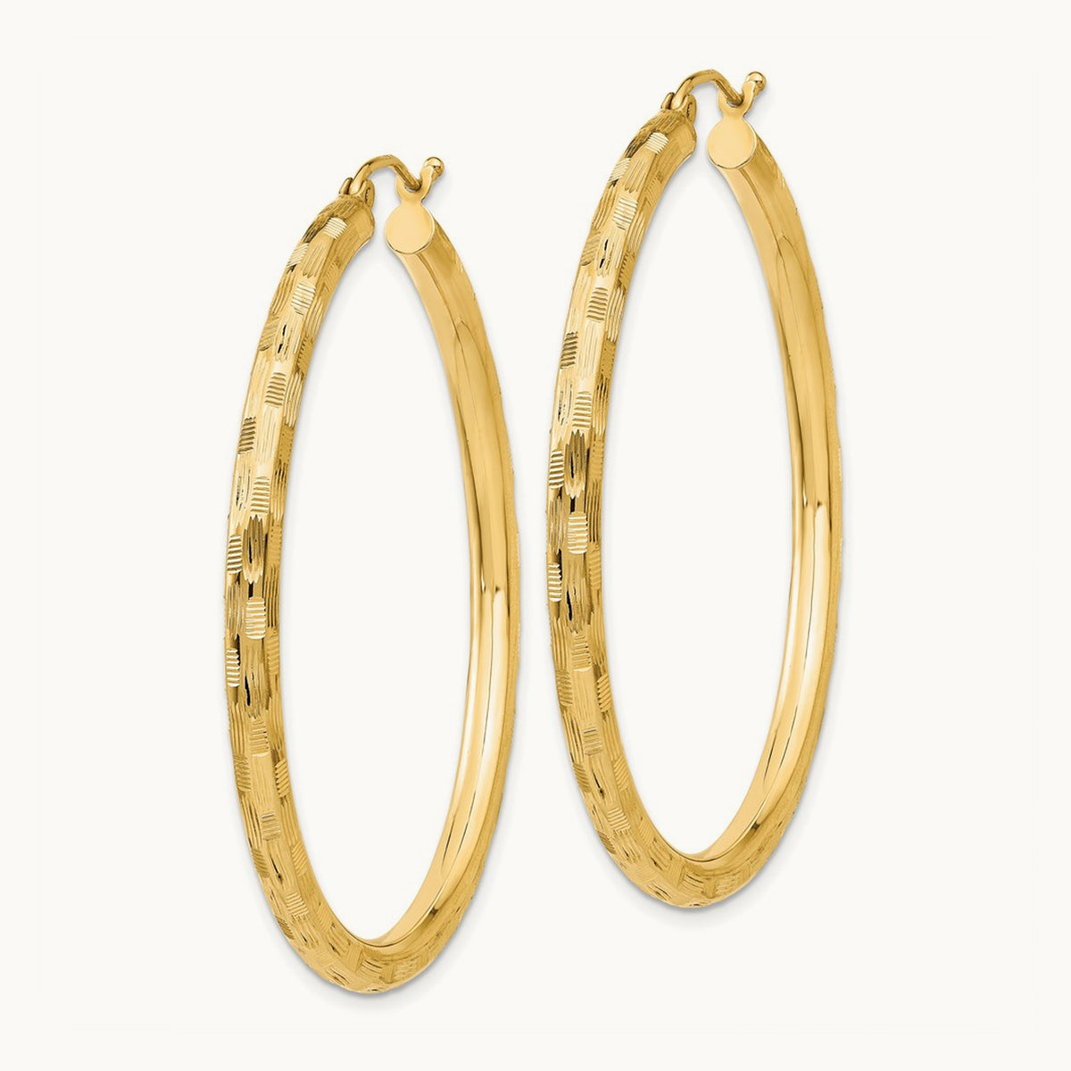 Diamond-cut Hoop Earrings, 14K