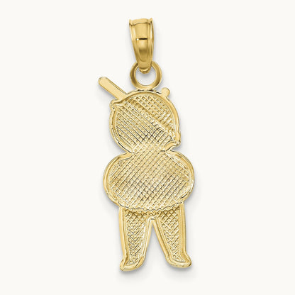 Textured w/Rhodium Boy Charm, 14K